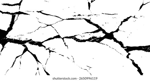 	
Estilo de textura rachada grunge vetor com textura rachada isolada em fundo branco. Rachaduras textura de parede de concreto branco e preto. Grungy, efeito grunge, textura grunge, efeito terra seca crack. 