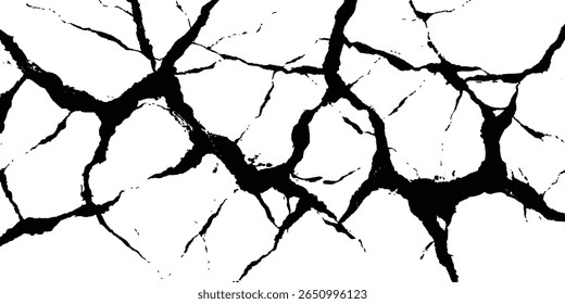 	
Estilo de textura rachada grunge vetor com textura rachada isolada em fundo branco. Rachaduras textura de parede de concreto branco e preto. Grungy, efeito grunge, textura grunge, efeito terra seca crack. 
