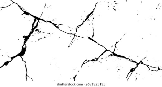 Vector grunge cracked texture transparent background. Vector transparent background of cracks, lines, dry cracked earth overlay texture, grunge distressed. 