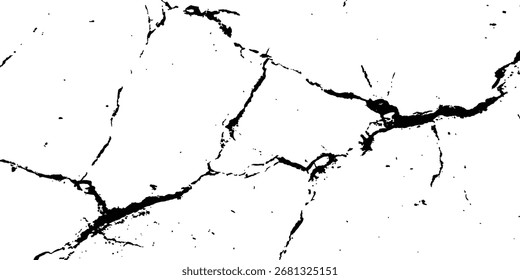 Vector grunge cracked texture transparent background. Vector transparent background of cracks, lines, dry cracked earth overlay texture, grunge distressed. 
