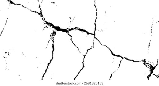 Vector grunge cracked texture transparent background. Vector transparent background of cracks, lines, dry cracked earth overlay texture, grunge distressed. 