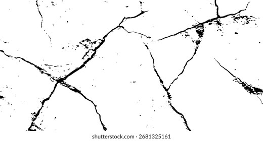 Vector grunge cracked texture transparent background. Vector transparent background of cracks, lines, dry cracked earth overlay texture, grunge distressed. 