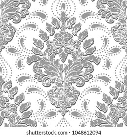 Vector grunge damask seamless pattern element. Classical luxury old fashioned damask ornament, royal victorian seamless texture for wallpapers, textile, wrapping. Exquisite floral baroque template.