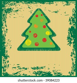 Vector grunge decorative cute Christmas tree background.