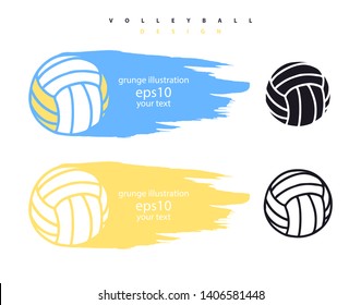 Vector grunge designs for volleyball. Abstract sports backgrounds.
