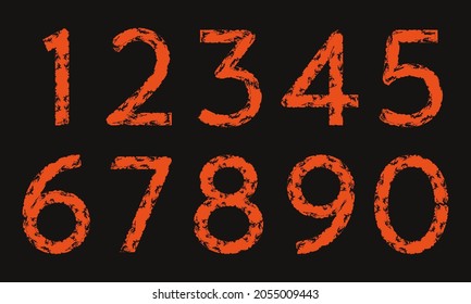 Vector grunge distress numbers set.