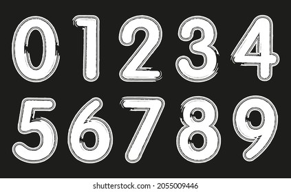 Vector grunge distress numbers set.