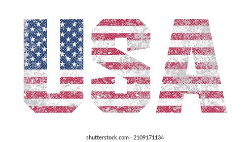 Vector grunge distressed USA text.