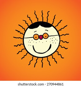 Vector: Grunge drawing sun with brushwork