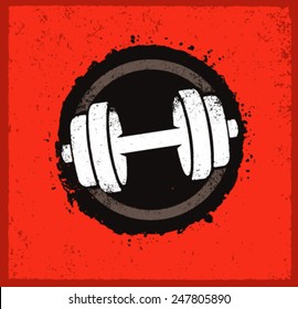 Vector Grunge Dumbbell Icon on Stain Background