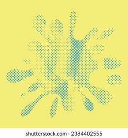 Vector Grunge Duotone Halftone Textured Ink Splat Collage Icon Transparent Background