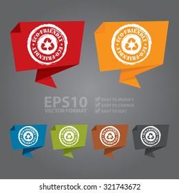 Vector : Grunge Eco-Friendly Paper Origami Speech Bubble or Speech Balloon Infographics Sticker, Label, Sign or Icon