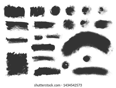 Vector grunge elements. Set of grungy hand drawn backgrounds, frames isolated on white. Chinese, Japanese, Korean ink brush strokes. Vector illustration