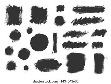 Vector grunge elements. Set of grungy hand drawn backgrounds, frames isolated on white. Chinese, Japanese, Korean ink brush strokes. Vector illustration