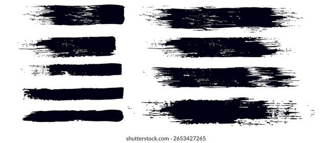 Elementos grunge vetoriais. Conjunto de fundos desenhados à mão sujo, quadros isolados em branco. Chinês, japonês, coreano pincel de tinta traços. vetor moderno