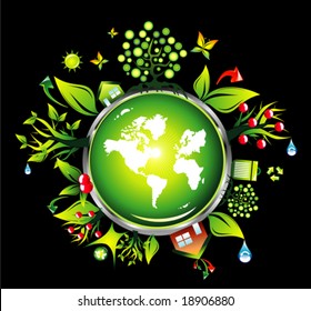 VECTOR grunge fantasy globe and environment background