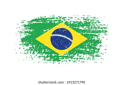 Vector grunge flag of Brazil.