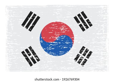 Vector grunge flag of Korea.