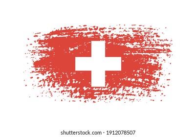 Vector Grunge Flag Of Switzerland.