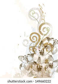 Vector grunge floral background.
