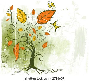 Vector grunge floral background