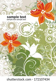 Vector grunge floral background - Illustration