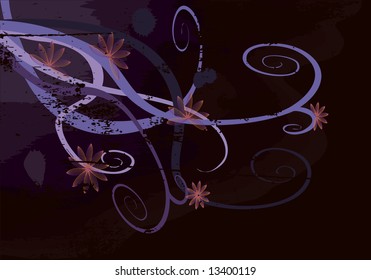 Vector Grunge Floral Background - nature design