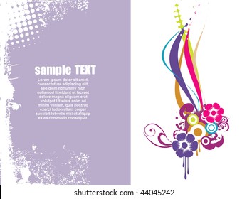 Image vectorielle arrière-plan grunge floral avec texte