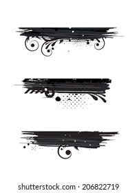 Vector grunge floral banner set