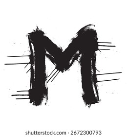 vector grunge font letter brush strokes