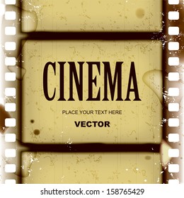 Vector grunge frame and background with spoiled vintage film strip 