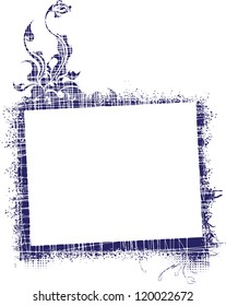 Vector grunge frame with flower.