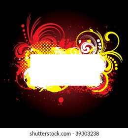 Vector. Grunge frame on black background. All elements are separated.