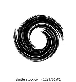 Vector grunge frame. Round shape design element. Black and white distress circle background.