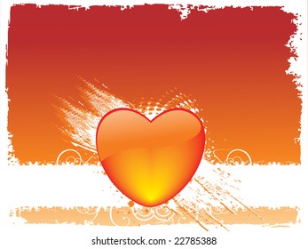 vector grunge frame with shinning heart, wallpaper