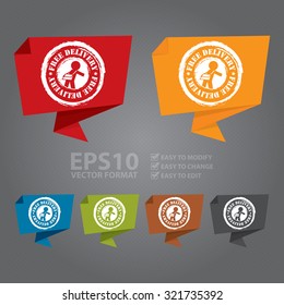Vector : Grunge Free Delivery Origami Speech Bubble or Speech Balloon Infographics Sticker, Label, Sign or Icon