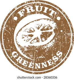Vector of grunge fruit related stamp or label