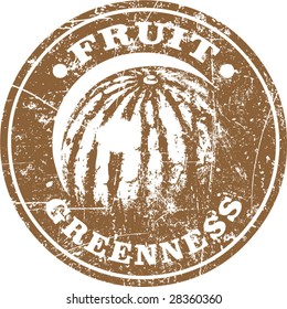 Vector of grunge fruit related stamp or label