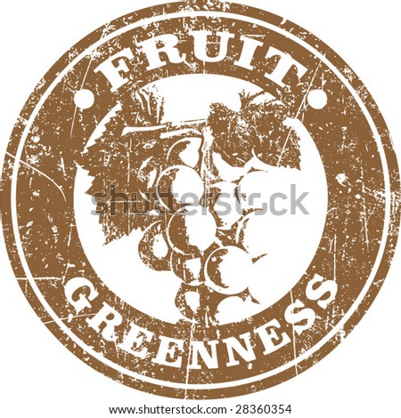 Vector of grunge fruit related stamp or label