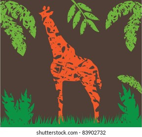 vector grunge giraffe