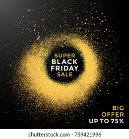vector grunge gold circle shape spray texture black friday sale discount decoration abstract modern advertising banner template dark background
