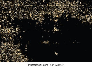 Vector grunge gold texture isolated on black. Patina scratch golden background.