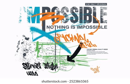 vector grunge Graphic design, t shirt graphics print vector illustration design, Graphic Tee Graffiti Slogan, Urban typography hipster street art for all design.fashion graphics, t shirt prints,  eps8
