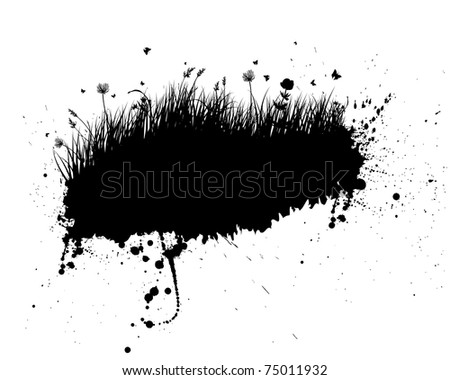Vector grunge grass silhouettes background. All objects are separated.