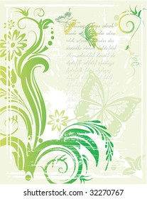 Fondo floral verde grunge vectorial