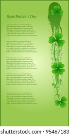 vector grunge greeting card with clover, dedicated to Saint Patrick's Day