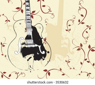 Vector Grunge Guitar and Flowers