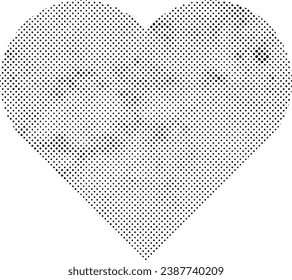 Vector Grunge Halftone Textured Heart Collage Icon Transparent Background