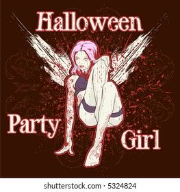 Vector grunge halloween girl