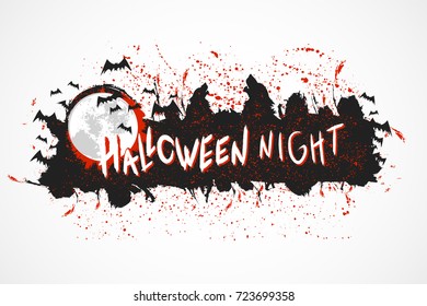 Vector grunge Halloween illustration with hand drawn lettering.